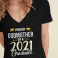 Proud Godmother Of A 2021 Graduate Graduation Clothes MBA Women's Jersey Short Sleeve Deep V-Neck Tshirt