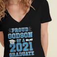 Proud Godson Of a 2021 Graduate School Graduation Family Women's Jersey Short Sleeve Deep V-Neck Tshirt