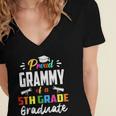 Proud GRAMMY Of A 5th Grade Graduate Graduation 2024 Senior Women's Jersey Short Sleeve Deep V-Neck Tshirt