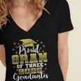 Proud Gran Of Three 2025 Graduates Graduation Family Women's Jersey Short Sleeve Deep V-Neck Tshirt
