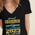 Proud Grandma Of 2023 College Graduate Family 23 Graduation Women's Jersey Short Sleeve Deep V-Neck Tshirt