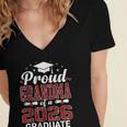 Proud Grandma Of A 2026 Graduate Class Of Graduation Women's Jersey Short Sleeve Deep V-Neck Tshirt