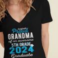 Proud Grandma Of 5th Grade Graduate 2024 Family Graduation Women's Jersey Short Sleeve Deep V-Neck Tshirt