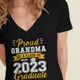 Proud Grandma Of a Class Of 2023 Graduate Senior Graduation Women's Jersey Short Sleeve Deep V-Neck Tshirt