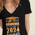 Proud Grandma Of A Class Of 2024 Matching Family Graduation Women's Jersey Short Sleeve Deep V-Neck Tshirt
