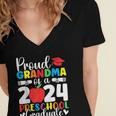 Proud Grandma Of Class Of 2024 Preschool Graduate Graduation Women's Jersey Short Sleeve Deep V-Neck Tshirt