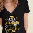 Proud Grandma Of A Class Of 2026 Graduate Senior Graduation Women's Jersey Short Sleeve Deep V-Neck Tshirt