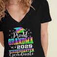 Proud Grandma Of Kindergarten Graduate 2025 Graduation Women's Jersey Short Sleeve Deep V-Neck Tshirt