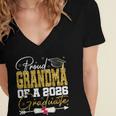 Proud Grandma Of Senior 2026 Graduate Family Graduation 2026 Women's Jersey Short Sleeve Deep V-Neck Tshirt