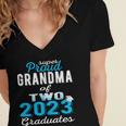 Proud Grandma Of Two 2023 Graduate Class 2023 Graduation Women's Jersey Short Sleeve Deep V-Neck Tshirt