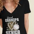 Proud Grandpa Of A 2026 Senior Baseball Graduation Leopard Women's Jersey Short Sleeve Deep V-Neck Tshirt