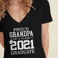 Proud Grandpa Graduation Senior 21 Grad Class Of 2021 Women's Jersey Short Sleeve Deep V-Neck Tshirt
