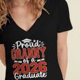 Proud Granny Of A Class Of 2026 Graduate Senior Graduation Women's Jersey Short Sleeve Deep V-Neck Tshirt