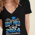 Proud Great Uncle Of Two 2024 Graduate Class 2024 Graduation Women's Jersey Short Sleeve Deep V-Neck Tshirt