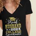 Proud Husband Of 2024 College Graduate Family 24 Graduation Women's Jersey Short Sleeve Deep V-Neck Tshirt