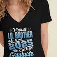 Proud Lil Brother Of 2025 Graduate College Shirt Graduation Women's Jersey Short Sleeve Deep V-Neck Tshirt