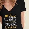 Proud Lil Sister Of a Class Of 2026 Graduate For Graduation Women's Jersey Short Sleeve Deep V-Neck Tshirt