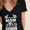 Proud Mom Of A 2019 Senior School Graduation Shirt Women's Jersey Short Sleeve Deep V-Neck Tshirt