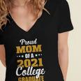 Proud Mom Of A 2021 College Graduate Senior Graduation Women's Jersey Short Sleeve Deep V-Neck Tshirt