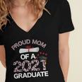 Proud Mom Of A 2021 Graduate Leopard Print Graduation Mama Women's Jersey Short Sleeve Deep V-Neck Tshirt