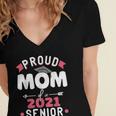 Proud Mom Of a 2021 Senior Year School Graduation Party Women's Jersey Short Sleeve Deep V-Neck Tshirt