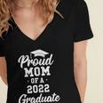 Proud Mom Of a 2022 Graduate Class Of 2022 Graduation Women's Jersey Short Sleeve Deep V-Neck Tshirt