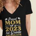 Proud Mom Of A 2023 1st Grade Graduate Shirt Fun Graduation Women's Jersey Short Sleeve Deep V-Neck Tshirt