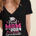 Proud Mom Of 2024 5th Grade Graduate Mother Graduation Women's Jersey Short Sleeve Deep V-Neck Tshirt