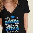 Proud Mom Of 2024 Class Master Graduate Family Graduation Women's Jersey Short Sleeve Deep V-Neck Tshirt