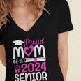 Proud Mom Of A 2024 Senior Graduation Women's Jersey Short Sleeve Deep V-Neck Tshirt Proud Mom Of A 2024 Senior Graduation Women's Jersey Short Sleeve Deep V-Neck Tshirt