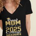 Proud Mom Of 2025 Graduate College Shirt Graduation Women's Jersey Short Sleeve Deep V-Neck Tshirt
