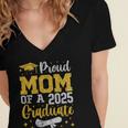 Proud Mom Of A 2025 Graduate Senior Class Of 2025 Graduation Women's Jersey Short Sleeve Deep V-Neck Tshirt