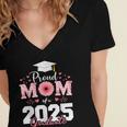 Proud Mom Of a 2025 Graduate Senior Mom Family Graduation Women's Jersey Short Sleeve Deep V-Neck Tshirt
