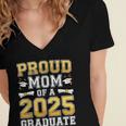 Proud Mom Of A 2025 Graduate Shirt Class Of 2025 Graduation Women's Jersey Short Sleeve Deep V-Neck Tshirt