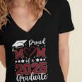 Proud Mom Of 2025 Senior Graduate Matching Family Graduation Women's Jersey Short Sleeve Deep V-Neck Tshirt