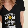 Proud Mom Of Baseball Senior 2026 Graduation Women's Jersey Short Sleeve Deep V-Neck Tshirt