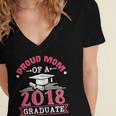 Proud Mom Of A Class 2018 Graduate Graduation T-Shirt Women's Jersey Short Sleeve Deep V-Neck Tshirt