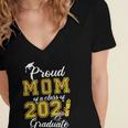 Proud Mom Of a Class Of 2021 Graduate Graduation Senior 2021 Women's Jersey Short Sleeve Deep V-Neck Tshirt