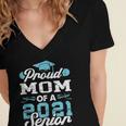 Proud Mom Of a Class Of 2021 Senior Graduate Graduation Women's Jersey Short Sleeve Deep V-Neck Tshirt