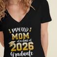 Proud Mom Of a Class Of 2026 Graduate Graduation 2026 Women Women's Jersey Short Sleeve Deep V-Neck Tshirt