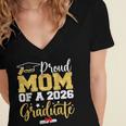 Proud Mom Of A Class Of 2026 Graduate Senior Gold Graduation Women's Jersey Short Sleeve Deep V-Neck Tshirt