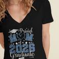 Proud Mom Of a Class Of 2026 Graduate Senior Graduation Women's Jersey Short Sleeve Deep V-Neck Tshirt