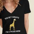 Proud Mom Graduation Shirt You Bet Giraffe Graduate Pun Women's Jersey Short Sleeve Deep V-Neck Tshirt
