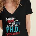 Proud Mom PhD Doctoral Graduation Doctorate Degree Women's Jersey Short Sleeve Deep V-Neck Tshirt
