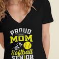 Proud Mom Of a Softball Senior Class Of 2026 Graduation Women's Jersey Short Sleeve Deep V-Neck Tshirt