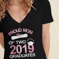 Proud Mom Of Two 2019 Graduates Twin Mama Mother Graduation Women's Jersey Short Sleeve Deep V-Neck Tshirt