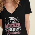 Proud Mother Of 2025 College Graduate Family Graduation Women's Jersey Short Sleeve Deep V-Neck Tshirt