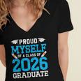 Proud Myself Of A Class Of 2026 Graduate Senior Graduation Women's Jersey Short Sleeve Deep V-Neck Tshirt