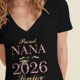 Proud Nana Of A 2026 Senior Graduate Graduation Women's Jersey Short Sleeve Deep V-Neck Tshirt
