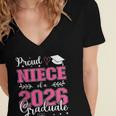 Proud Niece Of a Class Of 2026 Graduate For Graduation Women's Jersey Short Sleeve Deep V-Neck Tshirt